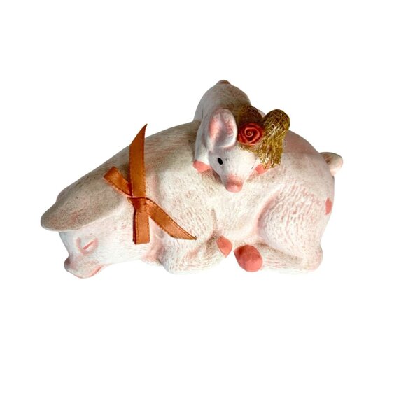 Farmhouse Kitchen Pig Figurine Ceramic Mama Piglet Farm Animal VTG Handmade 70s - Picture 4 of 9